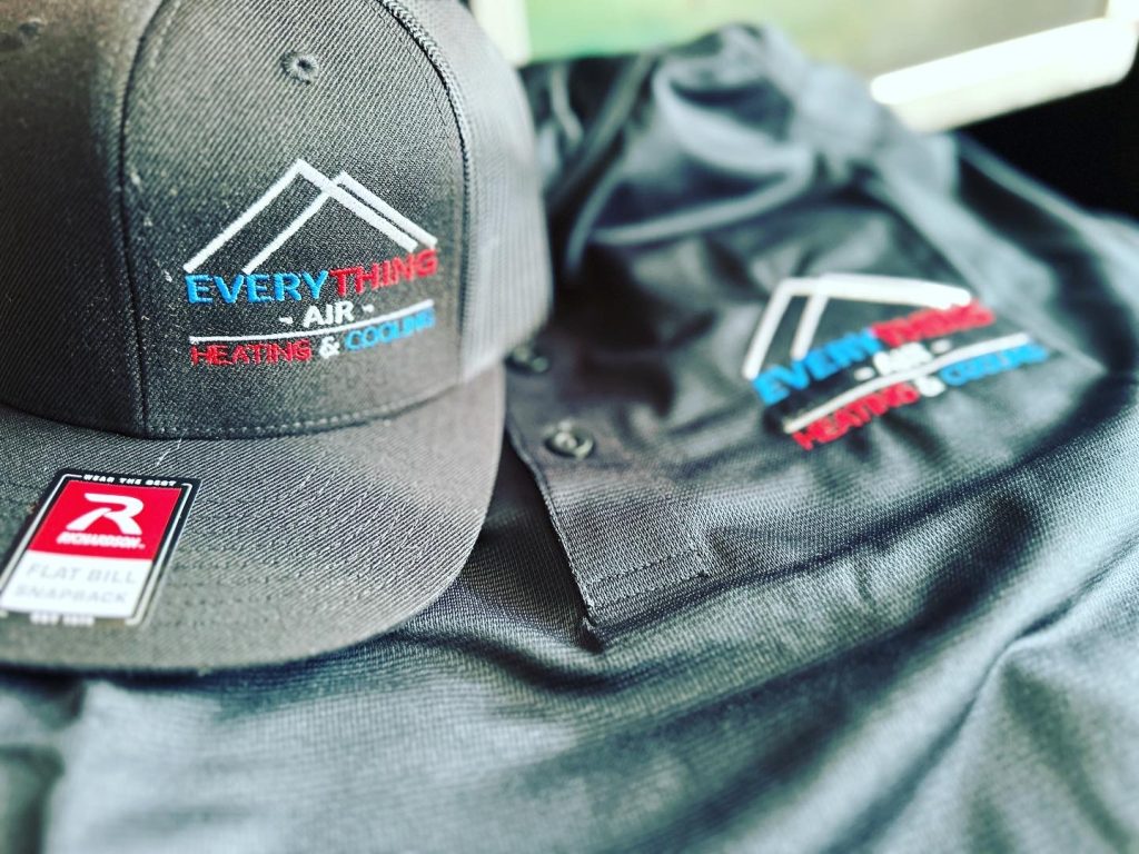 Custom embroidered hats and polo shirts for a local business in Boise, Idaho