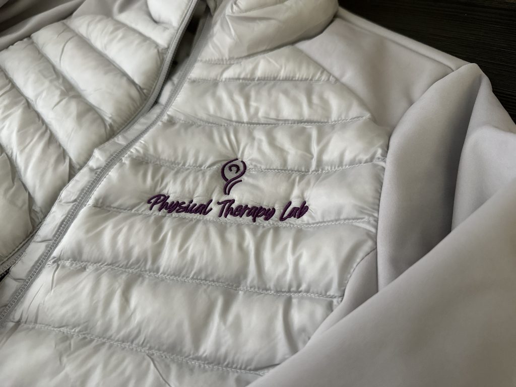 A single custom embroidered puff jacket created for a local therapist in Nampa, Idaho