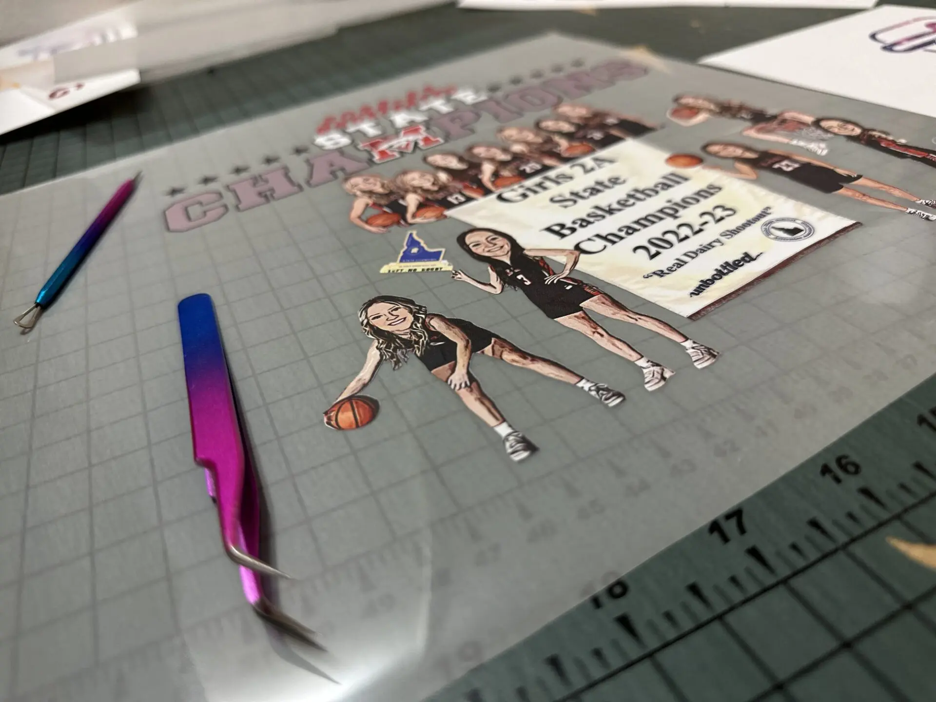 Custom multi-color HTV transfer sheet at The Print Plug in Nampa