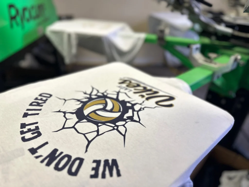Screen printed shirt at The Print Plug custom t-shirt shop in Nampa