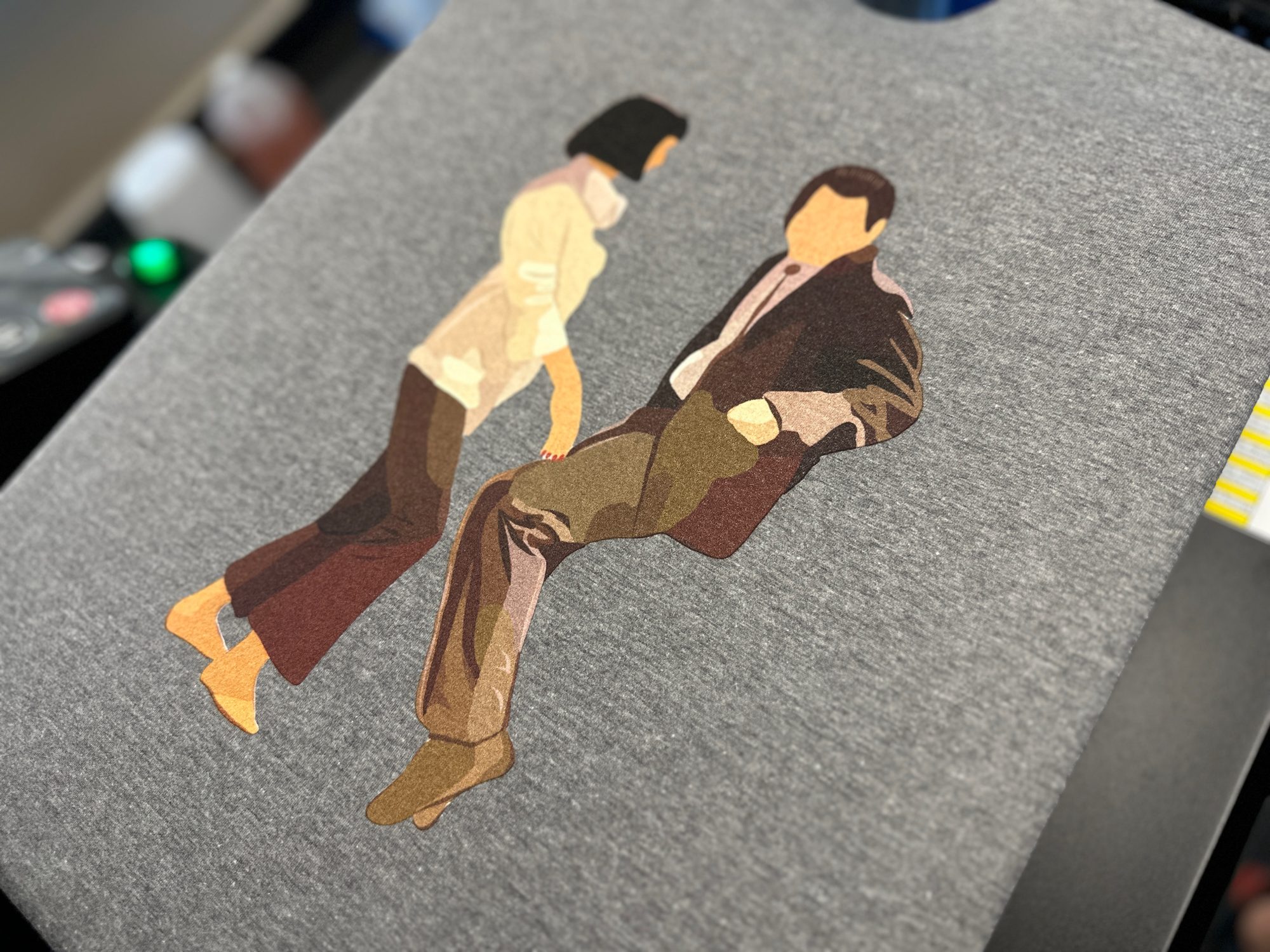 Custom graphic tee of a pop culture image DTG printed onto the t-shirt