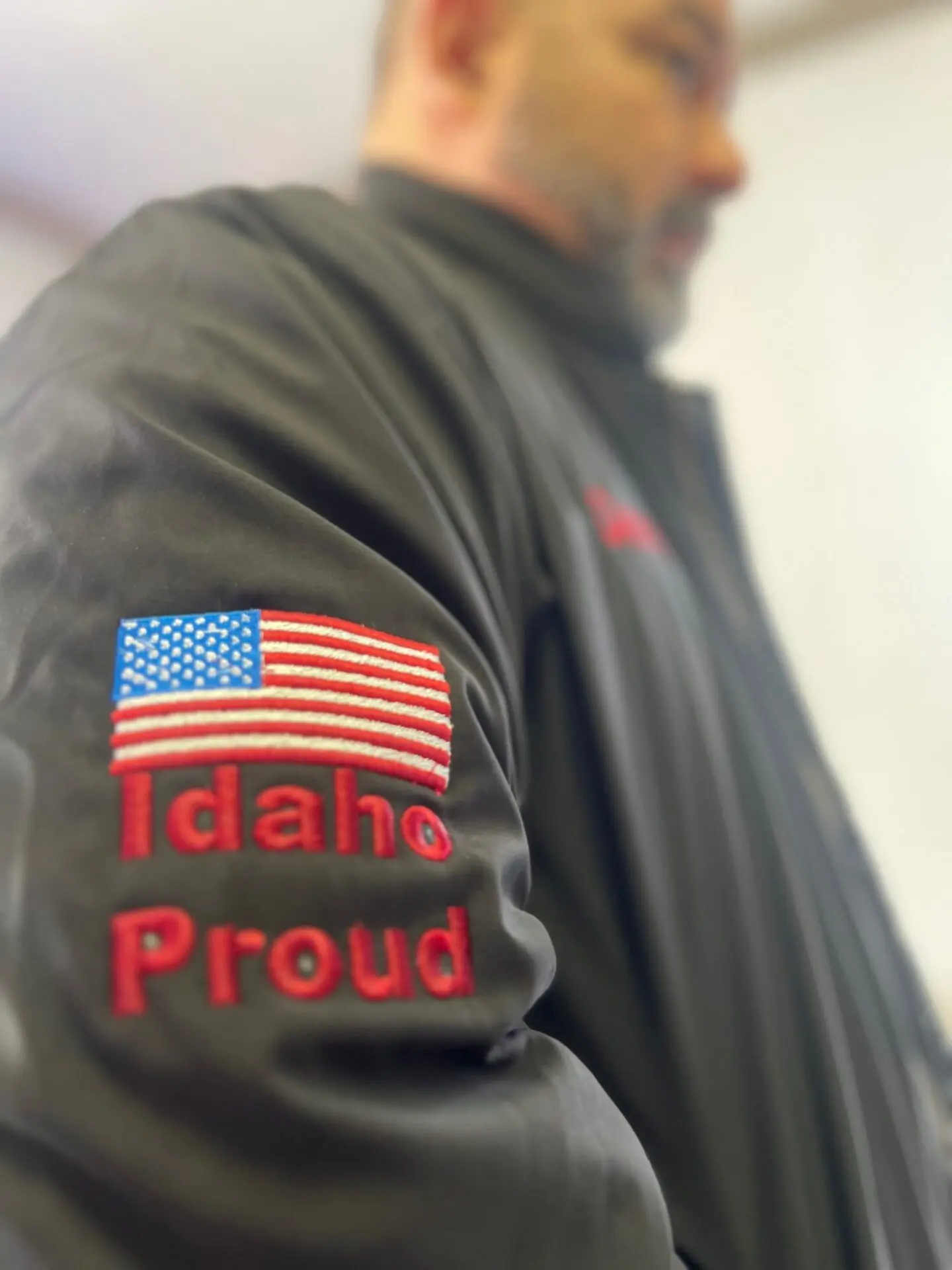 Sleeve placement from The Print Plug custom embroidery shop in Nampa