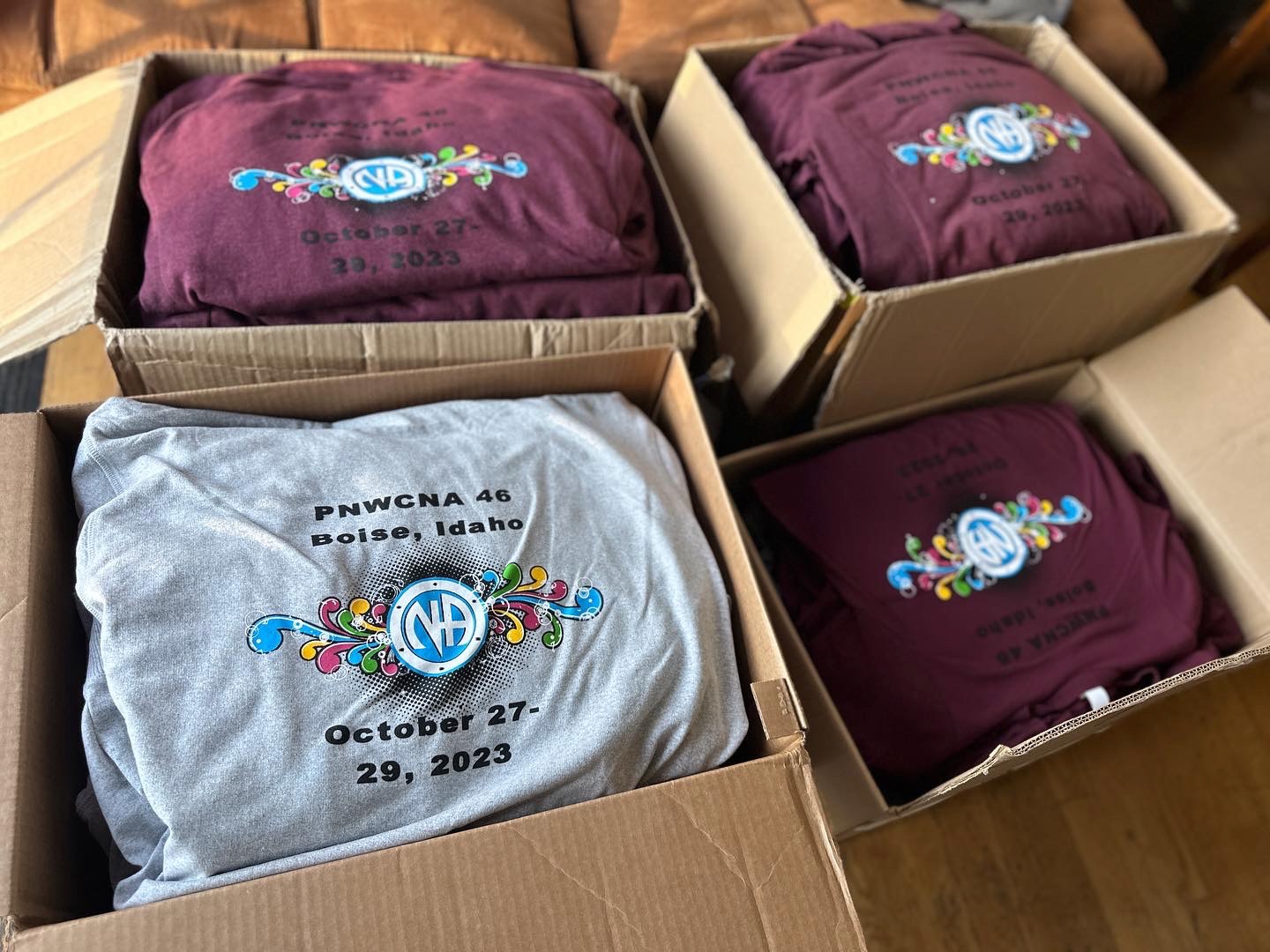 Custom t-shirts screen printed in bulk for local NA organization