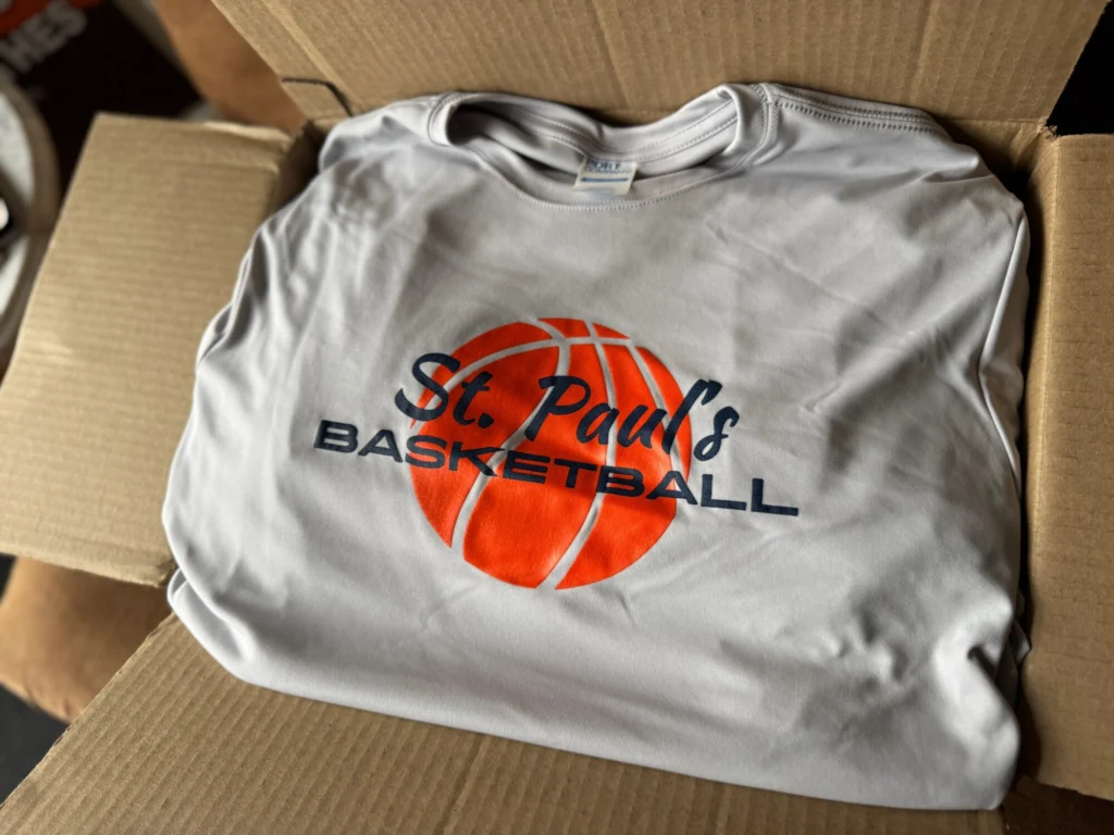 Custom basketball t-shirts for local school