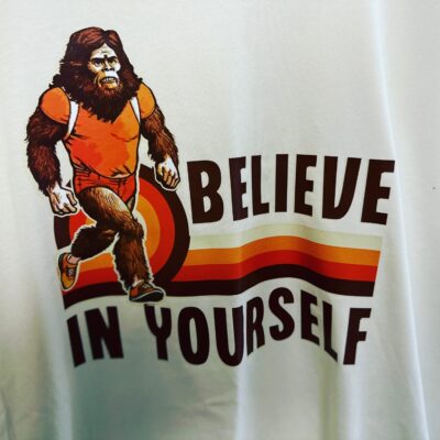 Heat-transfer vinyl image pressed onto a polyester shirt