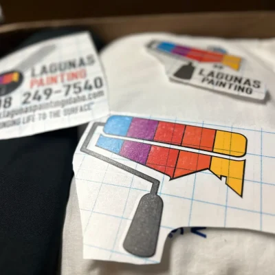 Custom decals produced at The Print Plug ready to adhere