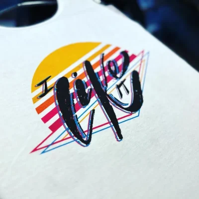 Close-up of custom t-shirt graphic made with DTG
