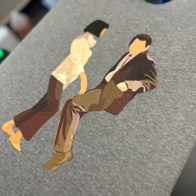 Pop culture graphic printed onto custom t-shirt in Nampa