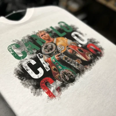 Custom t-shirt with vibrant colors made with DTF