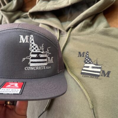 Custom embroidered hat with screen printed shirt created for a local company near Boise