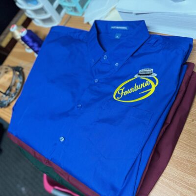 Custom logo embroidered onto a polo at The Print Plug in Nampa