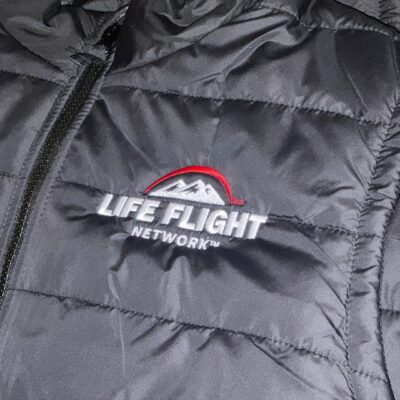Custom embroidered jacket with logo embroidered on left chest