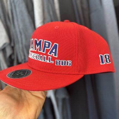 Custom embroidered baseball hats for youth sports with multi placements