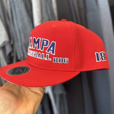 Custom embroidered baseball hats for youth sports with multi placements
