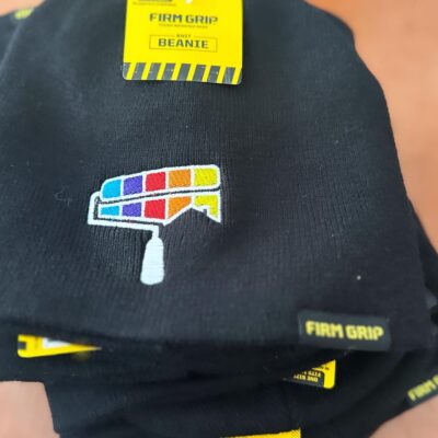 Custom embroidered beanies for a small business owner in Nampa