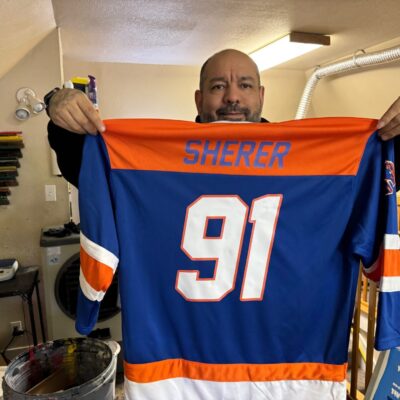 HTV print on a custom vinyl jersey made by The Print Plug in Nampa