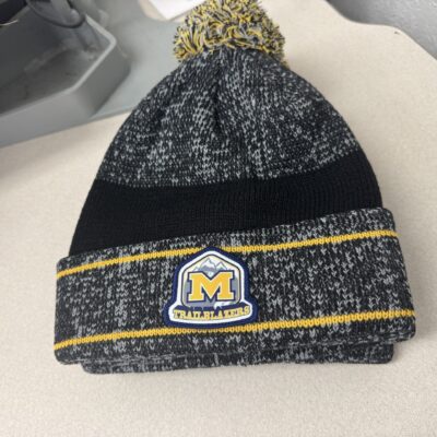 Sports beanies with patches pressed for school in Nampa