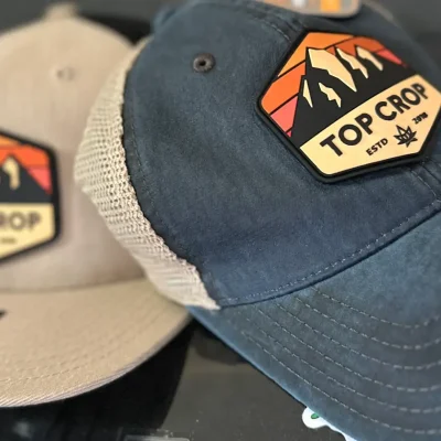 Custom patch hats with rubber patches for local dispensary