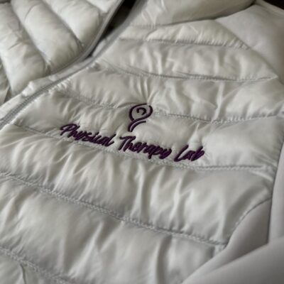Customized jacket with logo embroidered onto left chest