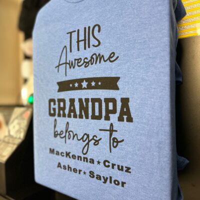 Custom direct-to-garment printed graphic tee for family